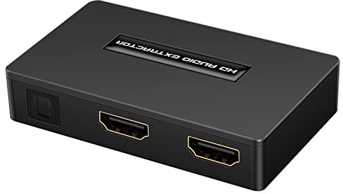 ohfruit Extractor de audio HDMI 4K, HDMI a HDMI audio óptico estéreo de 3,5 mm, convertidor de audio HDMI con cable HDMI a Toslink SPDIF AUX salida compatible con HDCP1.4, color negro
