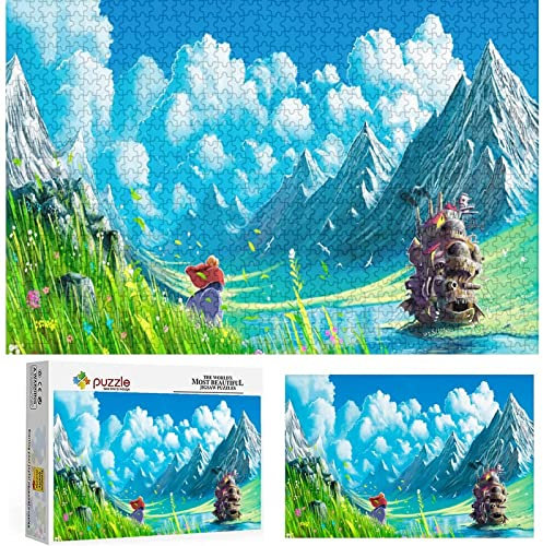 Puzzle 1000 Teile Howl's Moving Castle Puzzles Erwachsene Kinder Schwierigkeit Puzzle Fantasy Abenteuer Animation Puzzle Lernspiele Spielzeug Familie Dekoration,Papppuzzle(38x26cm)