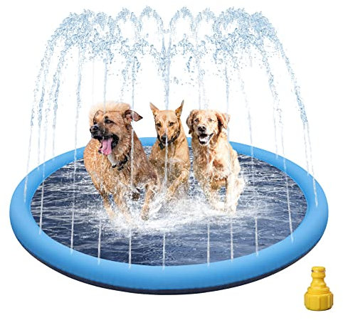Piscine pour chien, 170 cm, tapis de jeu pour chien, tapis de jeu à eau, épais, antidérapant, pataugeoire pour chien, piscine pour grands chiens pour l'été, le jardin, l'extérieur