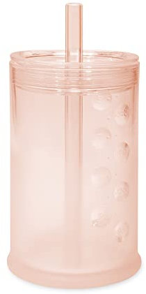 Olababy Clear View Silicone Training Cup with Straw Lid | Toddler Sippy Trainer 12mo+ | Unbreakable Water Drinking Cups for Kids 2yr+ | Baby Led Weaning & Feeding Supplies (Coral, 9 oz)