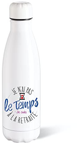 Bouteille d’eau Isotherme 500ml Acier Retraite Gourde Réutilisable Ecologique Maintien Chaud/Froid 12h. Idée Cadeau Original Humour Homme Femme Collègue Mutation Sport Bureau Anniversaire Noël