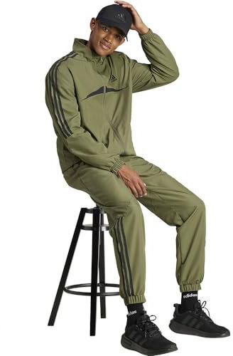 adidas Uomo Sportswear Woven Chevron Track Suit, Olive Strata, S