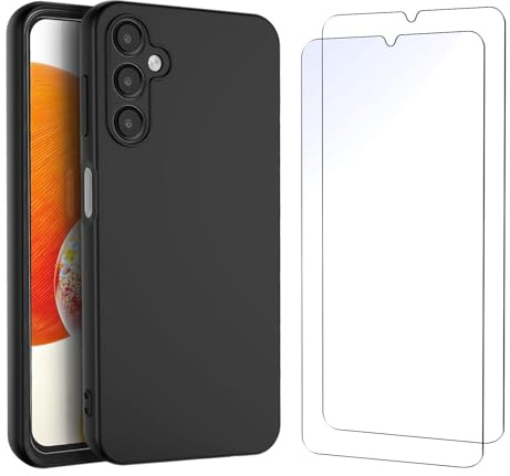 NEW'C für Samsung Galaxy A14 5G/4G Hülle Case + 2X Panzerglas Schwarz | Hülle Schwarz + 2x Displayschutz, 6,6 Zoll, Handyhülle, Stoßfest, Kratzfest, Ultradünn, Anti-Fingerabdruck, Erhöhte Ränder