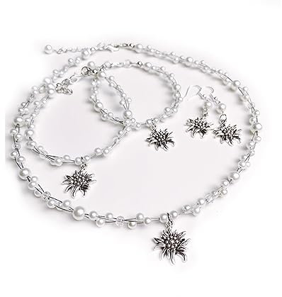 Trachtenschmuck Set 5 teilig in weiß