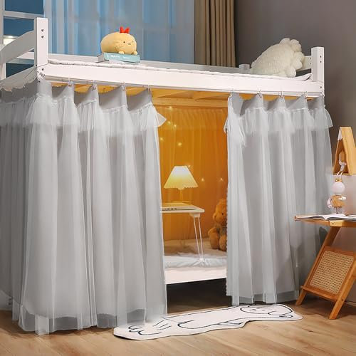 Anyash Etagenbett-Vorhänge für untere Hochbett-Vorhänge, Etagenverdunkelung, Privatsphäre, Unterbett-Vordächer für Schlafzimmer, Schlafsaal, 2-teiliges Set (grau, 119,8 cm Höhe)