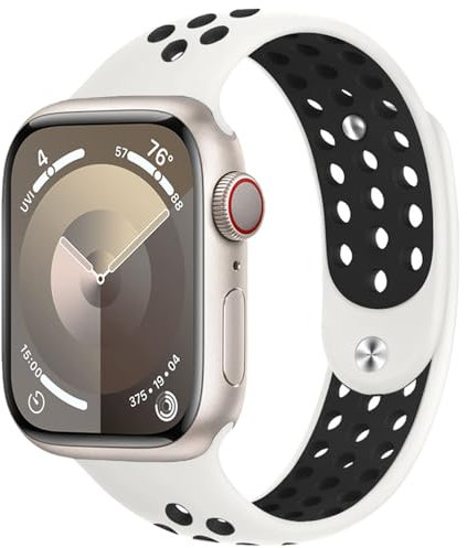 Sportarmband für Apple Watch Armband 40mm 41mm 38mm iWatch Armbänder 46mm 44mm 45mm 42mm Herren/Damen,Weiches Atmungsaktiv Silikon Band für Apfelband Series 10 9 8 7 6 5 4 3 Se Ultra/2 49mm Nike+