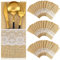 Shappy 50 Stück Jute Bestecktaschen mit Spitze 10,5 x 22,5 cm Sackleinen Bestecktaschen für Hochzeit Geburtstag Weihnachten Ostern Natürliche Jute Besteckbeutel Vintage Besteckhalter Tischdeko