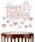 Happy 12th Birthday Cake Toppers, Rose Gold Cake Cupcake Toppers for Cake, Glitter Heart Stars Cake Toppers, Birthday Gift, Personalised Cake Toppers for Women Girls 12th Birthday Cake Decorations