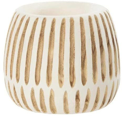 Paris Prix Cache-Pot en Bois Ying 20cm Blanc & Naturel