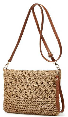 Straw Beach Bags For Women Rattan Purses Summer Straw Handwoven Bag Raffia Handbag Shoulder Bag Cross-body Square Bag