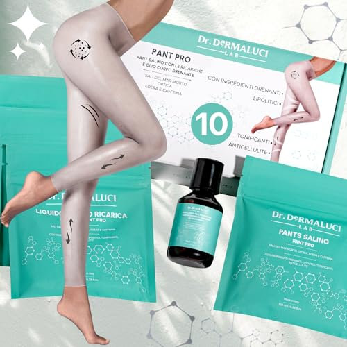 Anti-Cellulite-Entwässerungsstrumpfhose Set |10 Anwendungen: 5 Entwässerungsbehandlungen + 5 Körperöl | Totes Meersalz/Brennnessel/Efeu/Koffein |Natürliche Inhaltsstoffe |5 Einweg-Tanga+5 Cartene