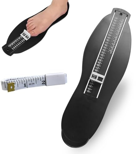 EEPLUYTY Fußmaß, Schwarz Fußmessgerät, Messgerät Kinder Erwachsene Fussmesser-europäisch und britisch, geeignet zum Messen der Füße von Kindern und Erwachsenen, 18–47 (wird mit Maßband geliefert)