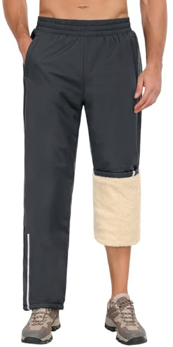 UMIPUBO Pantalon Imperméable Homme Doublé Polaire Pantalon Randonnée Coupe-Vent Pantalon Pluie Moto Velo Chaud Pantalon de Jogging Ski Travail avec Bandes Réfléchissantes pour Sport Plein Air Outdoor
