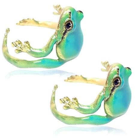 Irikdescia Verstellbarer Frosch Ring, Emaille, Süß Lustig Und Blau Offener Ring Für Damen Und Herren kreativ Niedlich Frosch Harz Ring, Tierthema Lustig Schmuck