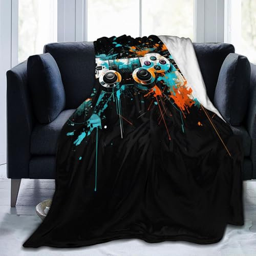 Mexpekil Gamepad-Decke, weich, gemütlich, flauschige Flanell-Fleece-Decke für Sofa, Bett, Camping, Reisen, 102 x 76 cm