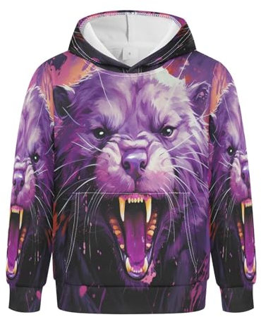 Fantastiche Opere d'Arte Ad Acquerello Animali del Diavolo Viola Felpa con Cappuccio per Bambini Felpe con Stampa 3D per Ragazze Ragazzi