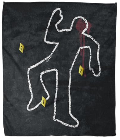 Überwurfdecke für Zuhause, gelbe Umrisse, Tatort, warme, weiche, gemütliche Flanell-Bettdecken für Bett, Couch, Sofa und Stuhl, für alle Jahreszeiten, 203,2 x 152,4 cm