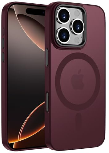 KPPIT for iPhone 16 Pro case Compatible with MagSafe 6.3 inch,Magnetic Case for iPhone 16 Pro Phone case Slim Translucent Matte Back Cover-Plum colour