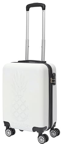 JET LAG, VO134032, Weißer Kabinenkoffer mit Ananasprägung 33L, Weißer Kabinenkoffer mit Ananasprägung 33L einzigartiges Design, kompakte Abmessungen