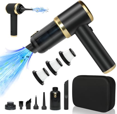 Aspirapolvere a mano per auto con sacchetto, 10000 Pa, aspirapolvere a batteria con batterie da 4000 mAh, ciclone a secco umido, senza sacchetto, per auto, casa, roulotte, peli di animali domestici