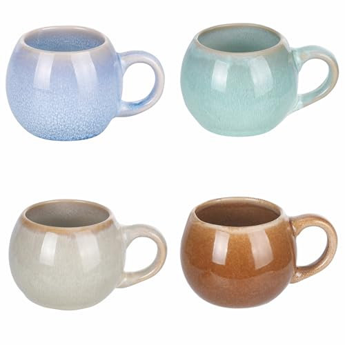 Villa d'Este Home Tivoli Set 4 tazzine caffè 130 ml in gres con manico, 4 Toni