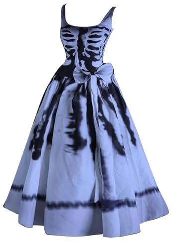 Vestidos de Halloween Swing para Mujer - con Mangas de Trompeta Disfraces Renacimiento Vestido Vestido para Halloween Vestido de Halloween Vestido Medieval Vestido Corto Victoriano