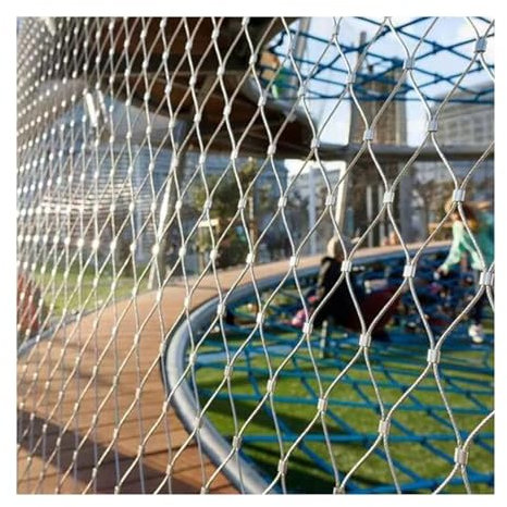 DGAMHF Drahtgitter Verzinkt Flexibles Seilnetz Aus Edelstahl, 3 Mm Drahtdurchmesser, Maschenloch 10 cm, Grenzzaun for Schutz Vor Stößen, Tierschutzzaun, Geflügelnetz(2x15m)