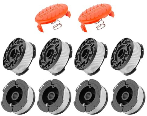 RISELION A6481 Bobine Fil Coupe Bordure Compatible avec Black et Decker, Ø1,65mm avec 9,15m Fil Coupe Bordure (8 Fil Coupe Bordure, 2 Couvercle, 2 Ressort)