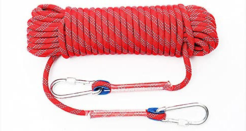 Cuerda estática de escalada de 10 mm, cuerda de escape para hielo y bomberos, cuerda de paracaídas para gancho de agarre, color rojo, 50 m
