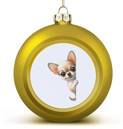Frohe Weihnachten hängende Kugel Ornament Golden Andenken Chihuahua Hund schaut um die Ecke Weihnachten Kugel Ornamente Dekoration für Weihnachtsbaum Weihnachten Neujahr Geburtstag Hund Geschenke für