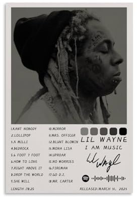Lil Wayne I Am Musik-Poster, Ästhetik, Leinwand, Wandkunst, Wohnzimmer, Poster, moderne Heimdekoration, Druckposter, Heimbüro, Dekoration, Leinwandposter, Kunstposter, Dekoration, ungerahmt, 9,4 x