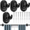 Adhesive Curtain Rod Holder, 4 Pcs No Drill Curtain Pole Brackets Self Adhesive Curtain Hooks Wall Brackets Fixing Rod Holder Towel Rod Hooks with Screws for Home, Bathroom, Kitchen (Black)