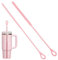Cabipeove 2Pcs Silicone Straw Cleaner Brush,9.84in Reusable Straw Cleaner with Bendable steel core,Extra Long Soft Bottle Brush for Clearing Glass Straws,Smoothie Straws,9mm&6mm (Pink)