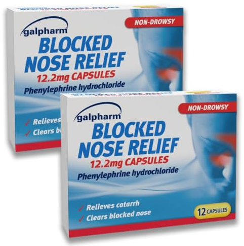 2X 12 Capsules Galpharm Blocked Nose Relief – Bundled by Smart Cutie