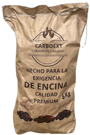 Carbon Vegetal Barbacoa Carbon Barbacoa Carbón 100% Sin Humo Ni Aditivos Carbón Vegetal De Encina Premium Ideal para Una Barbacoa Restaurantes Barbacoas Familiares o Asadores Ecologico Saco De 6Kg