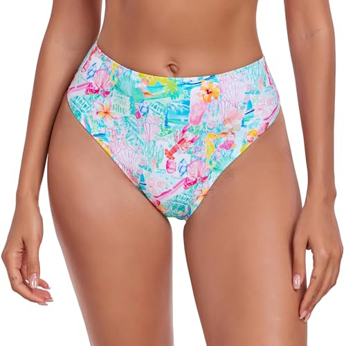RELLECIGA Damen Bademode High Waist Bikini-Hose Slip Bottom Retro