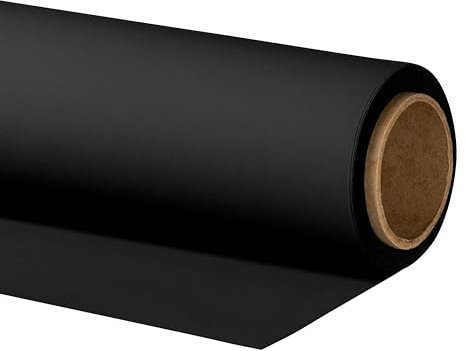Walimex pro Papier Fond Studio - 2,60 x 10 m Noir - Fond Photo Papier - 150 g/m² - Toile de Fond sans Reflets - Haute résistance - Accessoires de Photographie Shooting Youtube Créateur de contenus