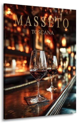 Kunstgestalten24 | Wein Leinwandbild mit Echtholz-Keilrahmen – Masseto Toscana Motiv für Bar Küche Esszimmer Lounge Restaurant oder stilvolle Weingüter | 30x40 mit 2cm Rahmentiefe