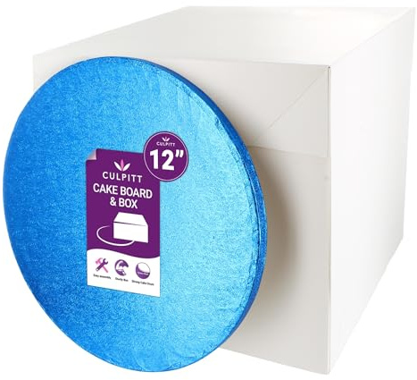 Culpitt 12 (30.5cm) Dark Blue Board & Extra Tall Box Set | Dark Blue Board & Extra Tall White Box, Fits 10 Sponge Or 9 Fruit Cake, Easy To Assemble