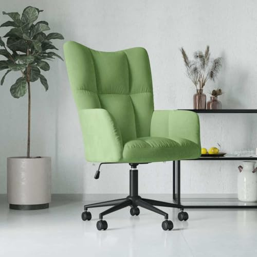 Qnhdfrt Relaxsessel Lounge Sessel Hellgrün Samt Höhenverstellbar Drehbar 360 Grad mit Rollen Moderner Komfort für Wohnzimmer Balkon Schlafzimmer
