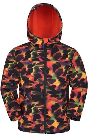 Mountain Warehouse Exodus Kids Printed Water Resistant Softshell Jacket - Boys & Girls Rain Coat Red (05) Kids Size 7-8 Years