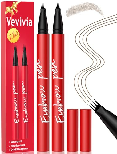 Vevivia Beauty Augenbrauenstifte - 2 Pack Eyebrow Pen with Präziser 4-Tip für Natürliche Augenbrauen, Haarähnliche Striche für Alle Augenbrauentypen, Langanhaltender, Blonde