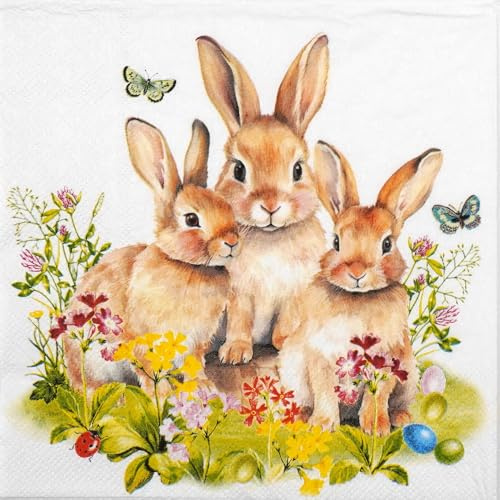 Ambiente Serviette Bunny Family 33x33cm 20 Stk Papier Ostermotiv