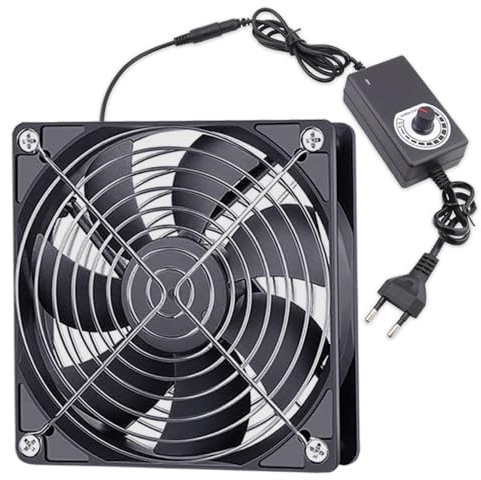UQTUKO Ventilateur de boîtier de 120 mm, ventilateur pour PC, double roulement à billes, contrôle de vitesse, CA 220 V, refroidissement sans balais, pour PC, TV Box, récepteur, cabine AV, PS4, routeur