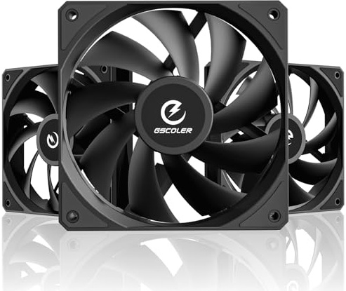 GSCOLER 120mm PWM Fan - Daisy-Chain Link, Rifle Bearing, 800-1500 RPM - Quiet PC Fans, High Airflow 120mm Case Fan for Computer Case & CPU Cooler - 4-Pin, 3-Pack, Black