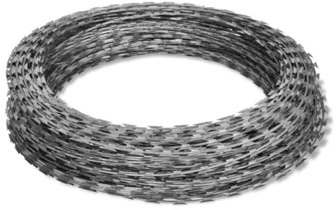 Filo spinato, 2 pezzi, filo Concertina in acciaio zincato, lunghezza 60 m, rete metallica resistente alle intemperie, per recinzione da giardino, catena di sicurezza, lame robuste con distanza di 16
