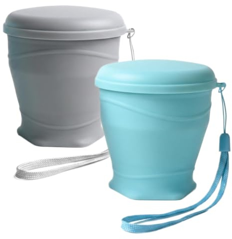 Zirax 2 Pcs Collapsible Cup, 260ML Silicone Foldable Travel Mug with Lid, Portable Reusable Camping Cups for Hot Drinks, Pocket Size Water Cup for Outdoor Hiking, Picnic & Commuting