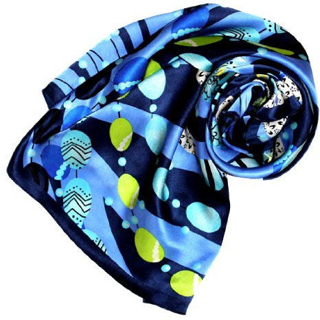 Lorenzo Cana Luxus Seidentuch aufwändig bedruckt Tuch 100% Seide 90 x 90 cm harmonische blau Farben Damentuch Schaltuch 89028
