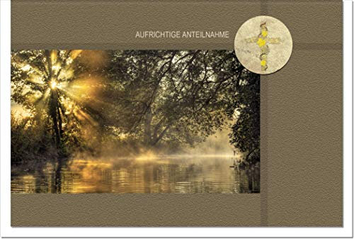 metALUm Premium-Trauerkarte Stille mit dezenter, hochwertiger Metallverzierung ohne Text