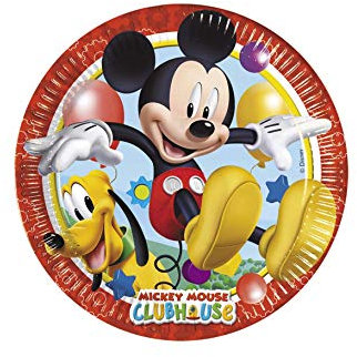 Procos 81840 – Assiettes Papier Mickey Mouse Club House (Ø20 cm), 8 pièces, Multicolore